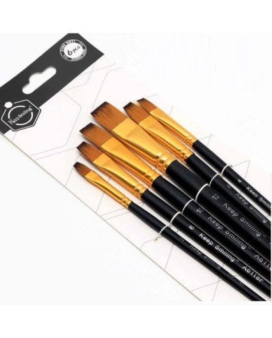 Set of flat paint brushes, 6 pieces