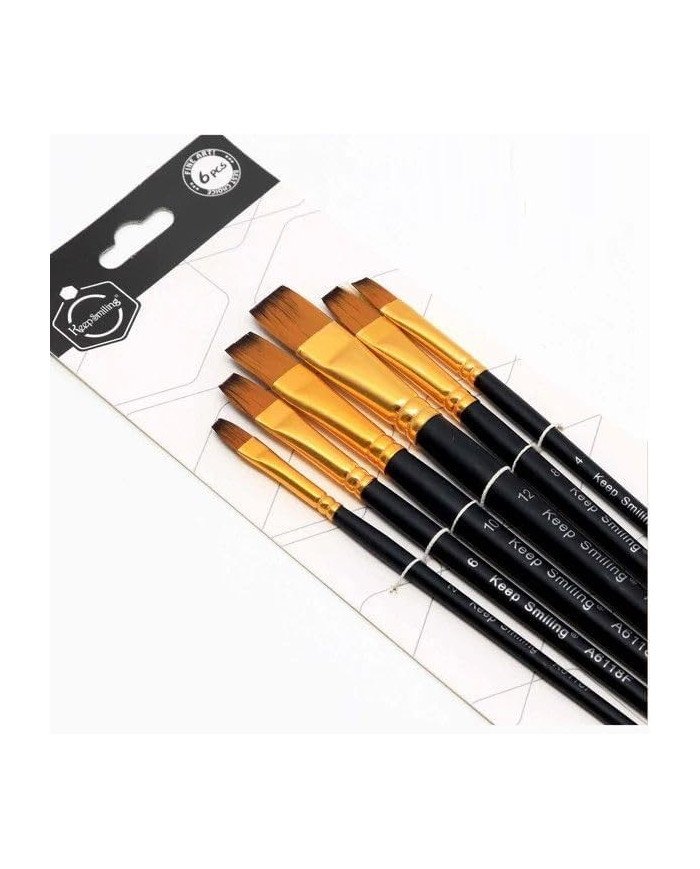 Set of flat paint brushes, 6 pieces