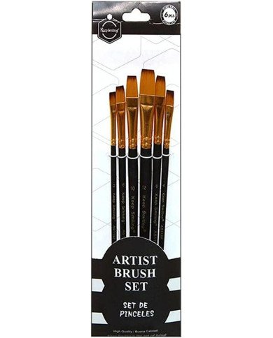 Set of flat paint brushes, 6 pieces