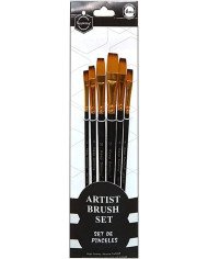 Set of flat paint brushes, 6 pieces