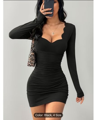 Women's Sexy Low Neck Bodycon Dress - Figure-Hugging Dress Suitable for Parties,