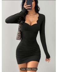 Women's Sexy Low Neck Bodycon Dress - Figure-Hugging Dress Suitable for Parties,