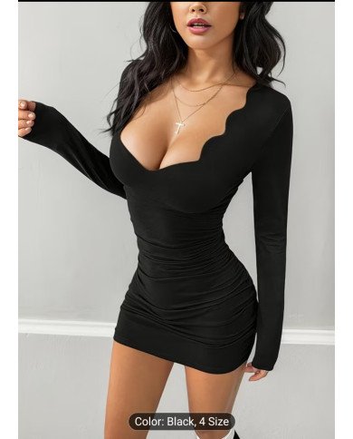 Women's Sexy Low Neck Bodycon Dress - Figure-Hugging Dress Suitable for Parties,