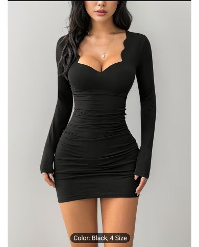 Women's Sexy Low Neck Bodycon Dress - Figure-Hugging Dress Suitable for Parties,