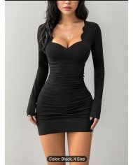 Women's Sexy Low Neck Bodycon Dress - Figure-Hugging Dress Suitable for Parties,