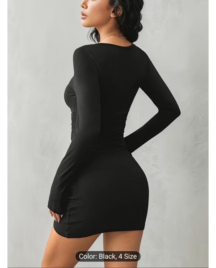 Women's Sexy Low Neck Bodycon Dress - Figure-Hugging Dress Suitable for Parties,