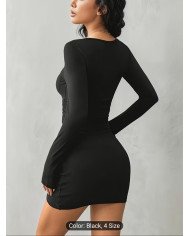 Women's Sexy Low Neck Bodycon Dress - Figure-Hugging Dress Suitable for Parties,
