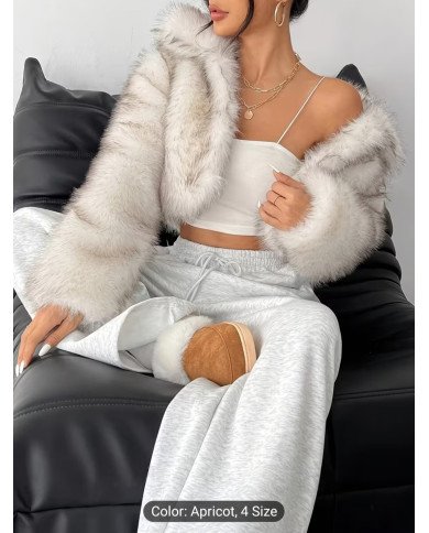 Women's Elegant Faux Fur Jacket - Soft Plush Gradient Collar, Warm Short Outerwear for Fall/Winter, to Blonde Ombre