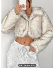 Women's Elegant Faux Fur Jacket - Soft Plush Gradient Collar, Warm Short Outerwear for Fall/Winter, to Blonde Ombre