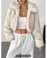 Women's Elegant Faux Fur Jacket - Soft Plush Gradient Collar, Warm Short Outerwear for Fall/Winter, to Blonde Ombre