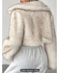 Women's Elegant Faux Fur Jacket - Soft Plush Gradient Collar, Warm Short Outerwear for Fall/Winter, to Blonde Ombre