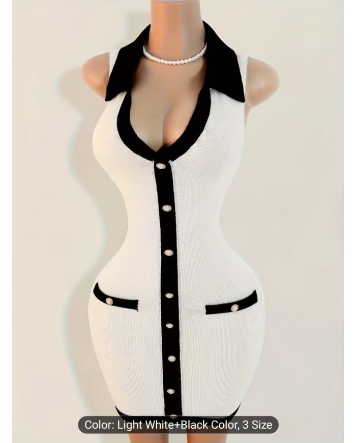 New Age-Reducing Women'S Dress with a Unique Color-Block Design,