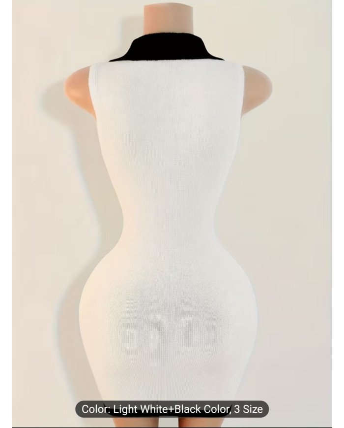 New Age-Reducing Women'S Dress with a Unique Color-Block Design,