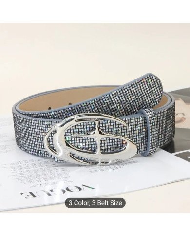 Women'S Glitter Waist Belt Sparkling Rhinestone Streamers Waist Belt Casual Narrow Belt For, Ladies