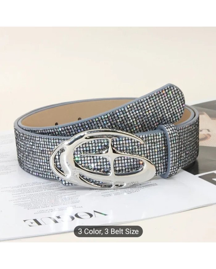 Women'S Glitter Waist Belt Sparkling Rhinestone Streamers Waist Belt Casual Narrow Belt For, Ladies