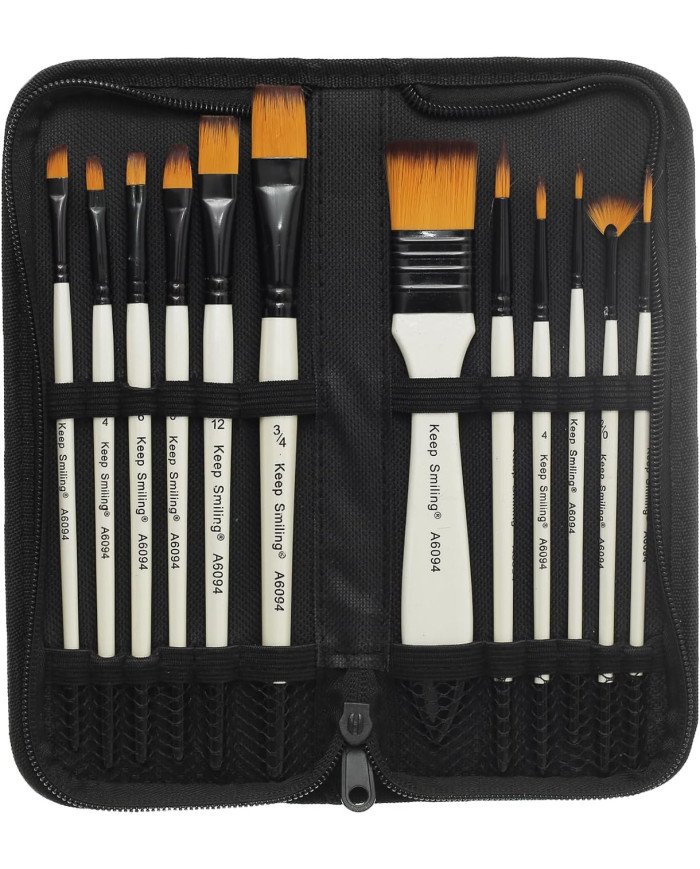 Striped coloring brush set (12 pieces)