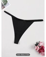 Women's Sexy Black Slim-fit Comfortable Breathable Panties with Playful Pink Lip Print,