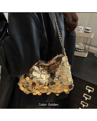 Bling Sequin Crossbody Bag with Detachable Strap & Zipper Closure - Sparkling Shoulder Purse Suitable