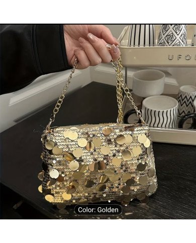 Bling Sequin Crossbody Bag with Detachable Strap & Zipper Closure - Sparkling Shoulder Purse Suitable