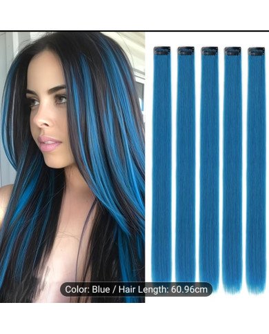 5pcs Set of Synthetic Wig Extensions to Increase Female Hair Color. Use Clips to Clip Your