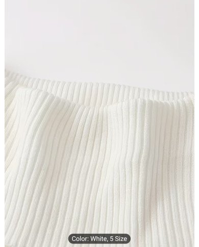 Ladies' white off-the-shoulder long-sleeved sweater, elastic slim and simple casual sweater.