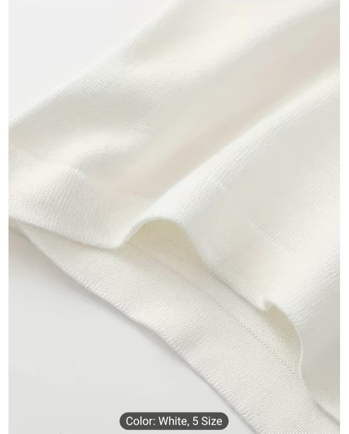 Ladies' white off-the-shoulder long-sleeved sweater, elastic slim and simple casual sweater.