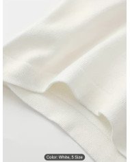 Ladies' white off-the-shoulder long-sleeved sweater, elastic slim and simple casual sweater.