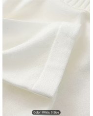 Ladies' white off-the-shoulder long-sleeved sweater, elastic slim and simple casual sweater.