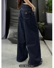 Simple Wide-Leg Washed Ultra-Long Floor-Length Women's Denim Wide-Leg Pants for People Over 175cm