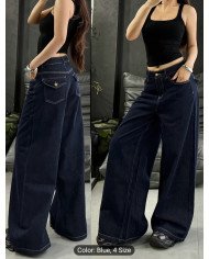 Simple Wide-Leg Washed Ultra-Long Floor-Length Women's Denim Wide-Leg Pants for People Over 175cm