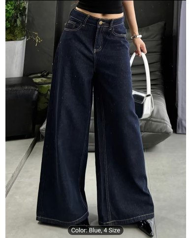 Simple Wide-Leg Washed Ultra-Long Floor-Length Women's Denim Wide-Leg Pants for People Over 175cm