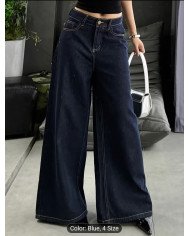 Simple Wide-Leg Washed Ultra-Long Floor-Length Women's Denim Wide-Leg Pants for People Over 175cm