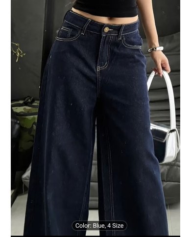 Simple Wide-Leg Washed Ultra-Long Floor-Length Women's Denim Wide-Leg Pants for People Over 175cm