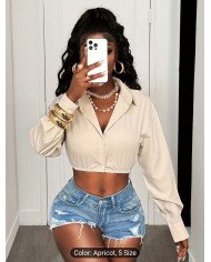 Elegant Long Sleeve Button-Up Shirt | Slim Fit, Solid Color, Lapel Collar, Suitable For Spring/Summer/Fall