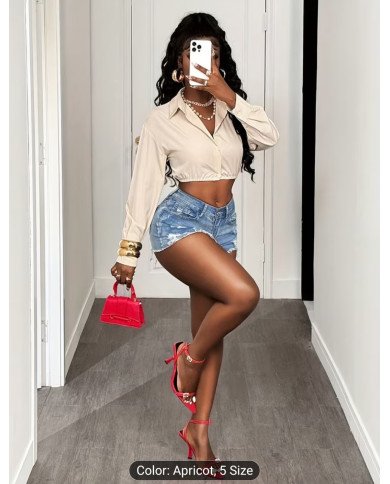 Elegant Long Sleeve Button-Up Shirt | Slim Fit, Solid Color, Lapel Collar, Suitable For Spring/Summer/Fall