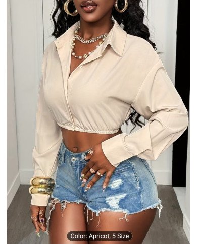 Elegant Long Sleeve Button-Up Shirt | Slim Fit, Solid Color, Lapel Collar, Suitable For Spring/Summer/Fall