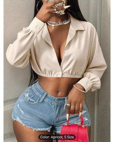 Elegant Long Sleeve Button-Up Shirt | Slim Fit, Solid Color, Lapel Collar, Suitable For Spring/Summer/Fall