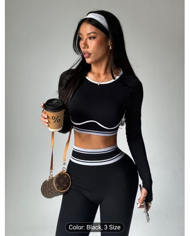 European and American Seamless Contrast Yoga Set, Quick-Dry Skin-Friendly High-Elasticity Fitness Top