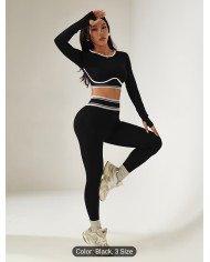 European and American Seamless Contrast Yoga Set, Quick-Dry Skin-Friendly High-Elasticity Fitness Top