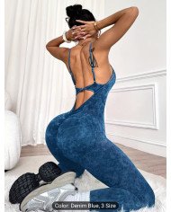 Women'S Sand-Washed Yoga Bodysuit with Seamless Technology, Made from Nylon Material, Highly Elastic,