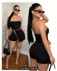 Women'S Color-Blocked Strapless Jumpsuit, Suitable for Casual And Work Attire