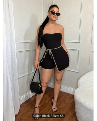 Women'S Color-Blocked Strapless Jumpsuit, Suitable for Casual And Work Attire