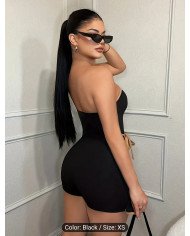 Women'S Color-Blocked Strapless Jumpsuit, Suitable for Casual And Work Attire