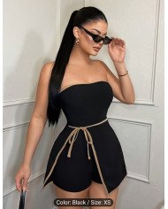 Women'S Color-Blocked Strapless Jumpsuit, Suitable for Casual And Work Attire