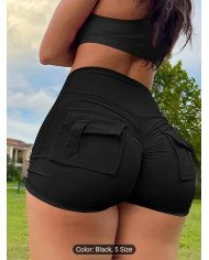 Elegant Spring And Summer Y2K Style Fitted Ultra-Short Shorts, Sexy Butt-Lifting Solid Color Casual Shorts