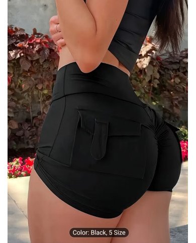 Elegant Spring And Summer Y2K Style Fitted Ultra-Short Shorts, Sexy Butt-Lifting Solid Color Casual Shorts