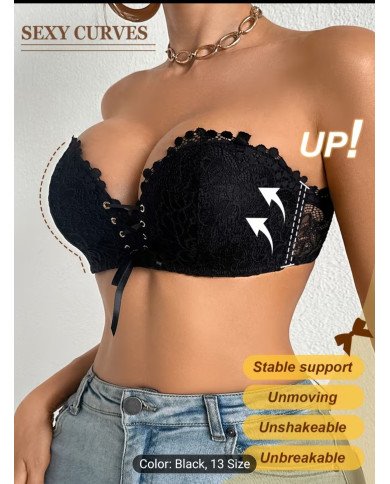 Summer Bandeau Lace Women'S Lingerie Strapless Push-Up Deep V Bra,