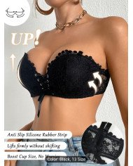 Summer Bandeau Lace Women'S Lingerie Strapless Push-Up Deep V Bra,