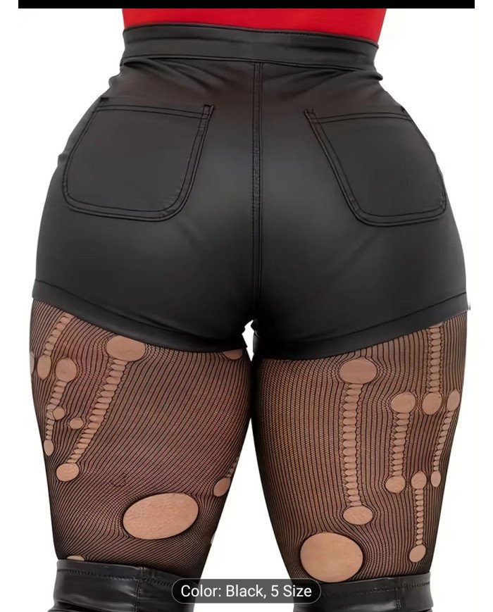 "Women's Solid Color Street-Style Sexy Coated Shorts"