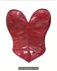 Women'S Vintage-Inspired Crocodile-Patterned Corset Top -